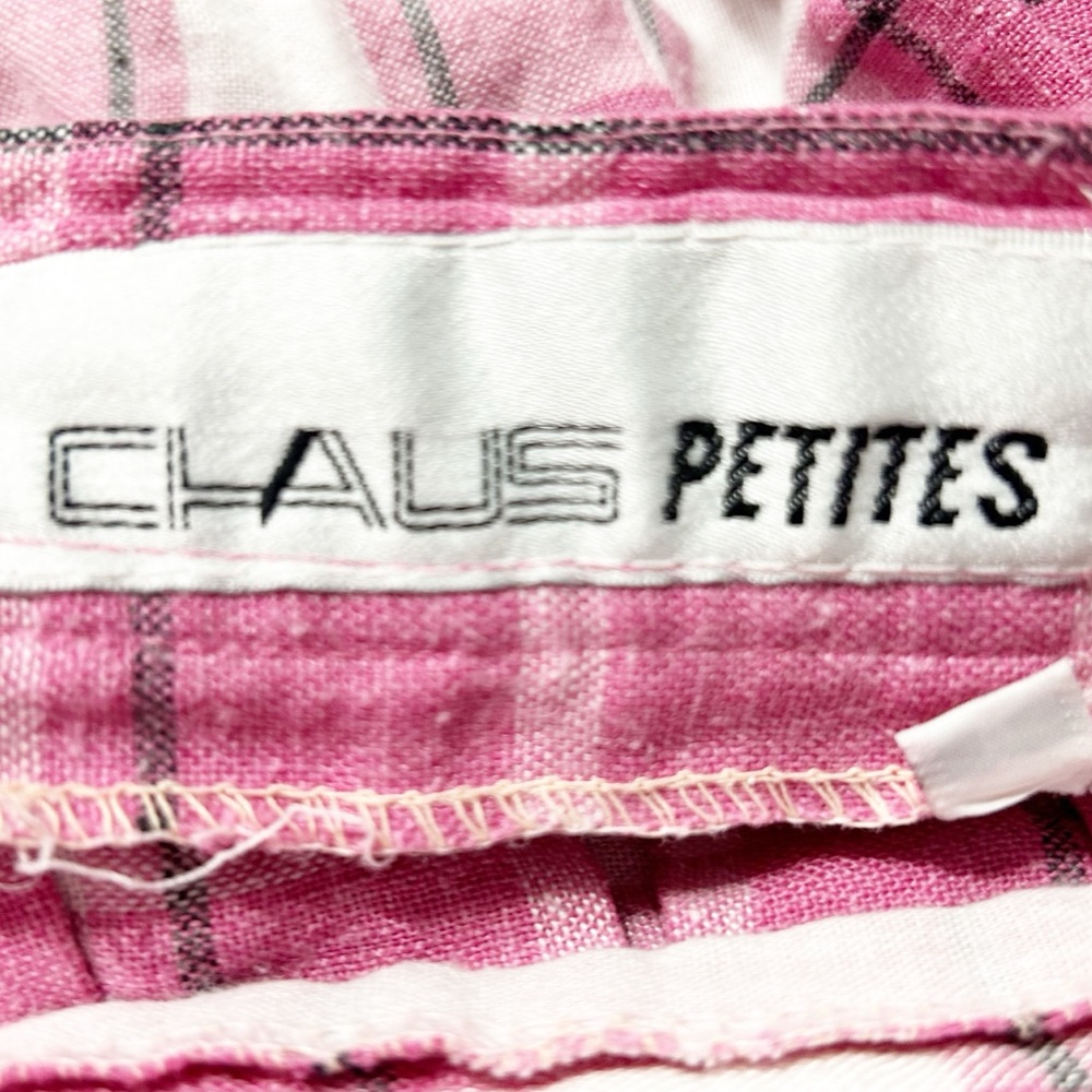 Vintage Chaus Petites Plaid Pleated Midi Skirt Banded Waist Side Button 🩷🤍🖤 - Picture 8 of 9